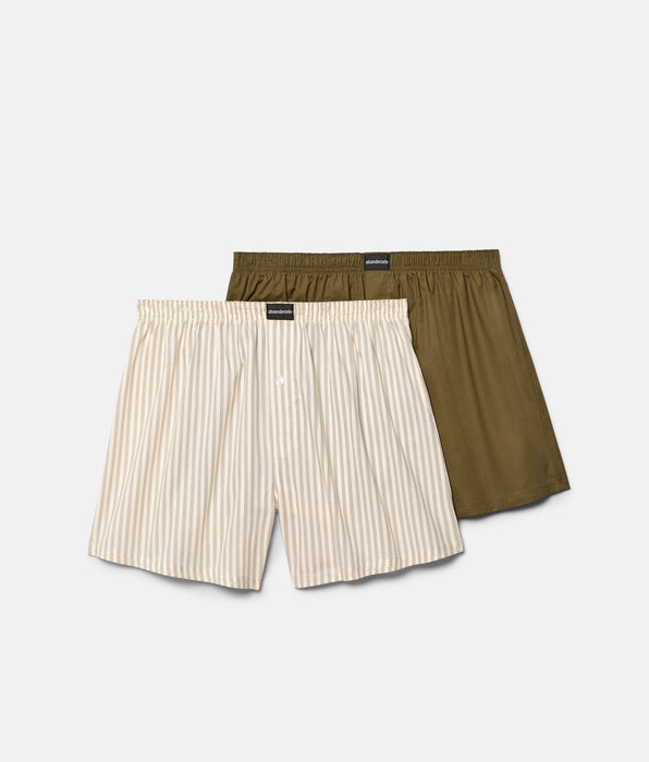 Abanderado Pack de dos calzoncillos bóxer de tela kaki y beige