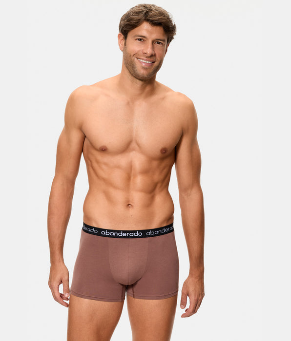 Abanderado Pack de dos boxers de hombre de algodón elástico logo cintura verde y canela