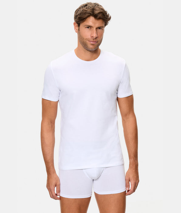Abanderado Camiseta algodón Supima Premium manga corta cuello redondo blanco