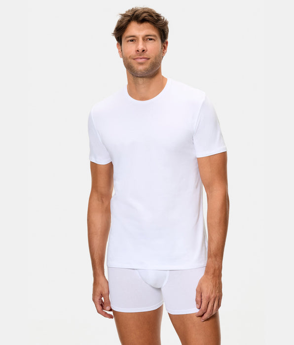 Abanderado Camiseta algodón Supima Premium manga corta cuello redondo blanco