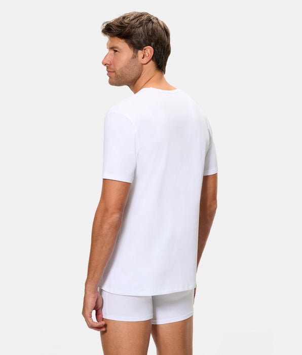 Abanderado Camiseta algodón Supima Premium manga corta cuello V blanco